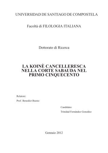 la koinè cancelleresca nella corte sabauda nel primo cinquecento