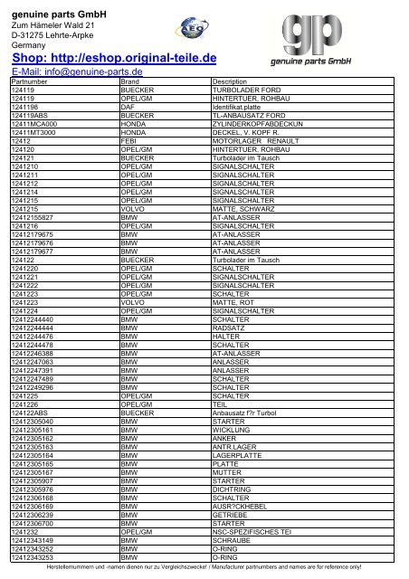 Download-PDF - Original Ersatzteile - genuine spare parts