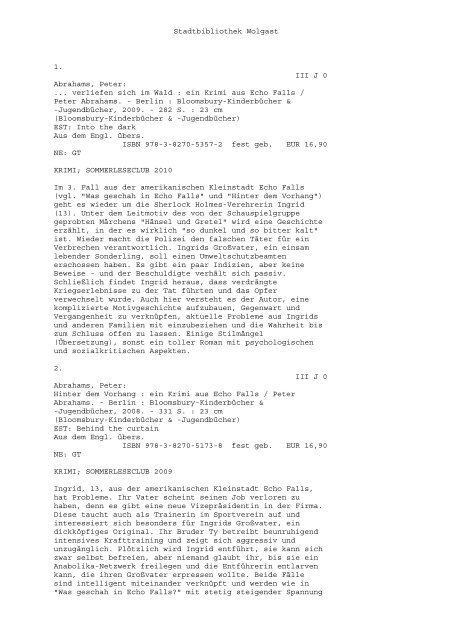 Verliefen Sich Im Wald Ein Krimi Aus Echo Falls Peter Abrahams