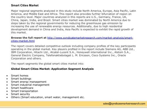 Smart Cities Market, 2015-2021