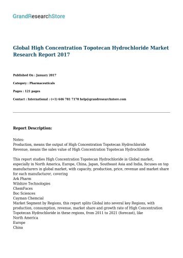 Global High Concentration Topotecan Hydrochloride Market Research Report 2017 
