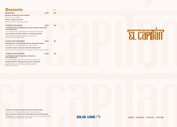 El Capitán menu, Silja Symphony & Silja Serenade