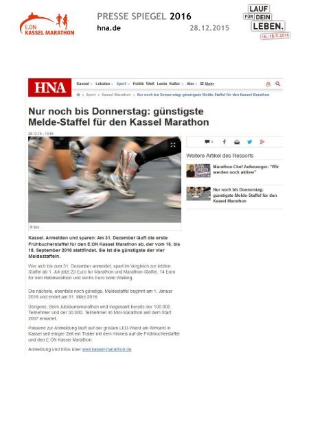 Pressespiegel E.ON Kassel Marathon 2016