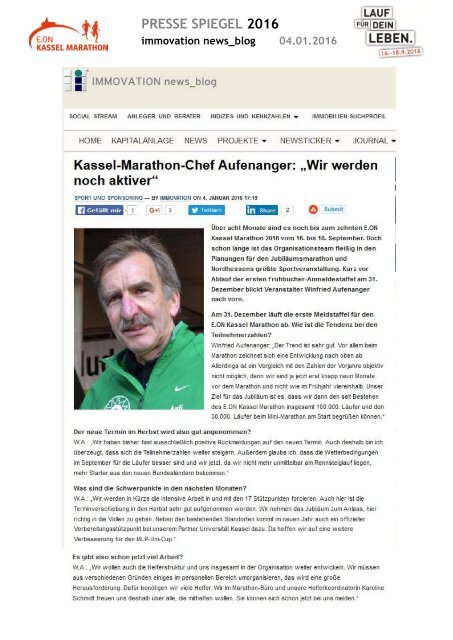 Pressespiegel E.ON Kassel Marathon 2016