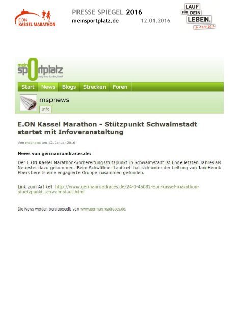 Pressespiegel E.ON Kassel Marathon 2016