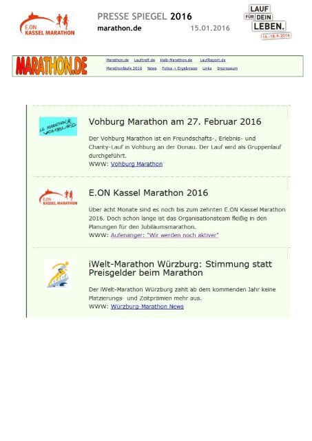 Pressespiegel E.ON Kassel Marathon 2016