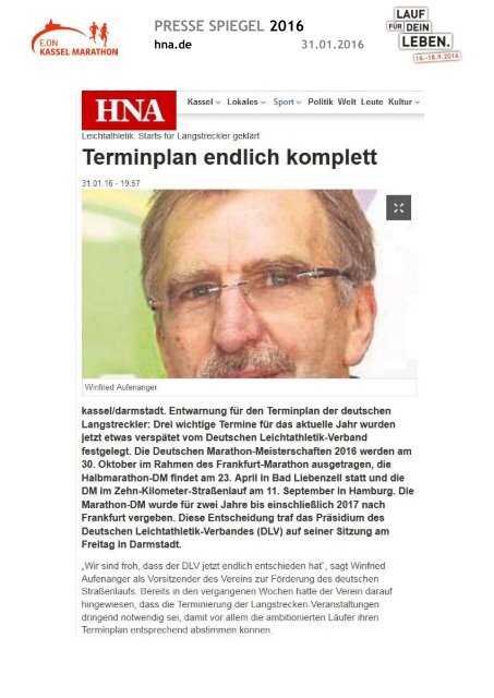 Pressespiegel E.ON Kassel Marathon 2016