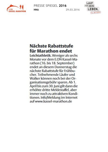 Pressespiegel E.ON Kassel Marathon 2016