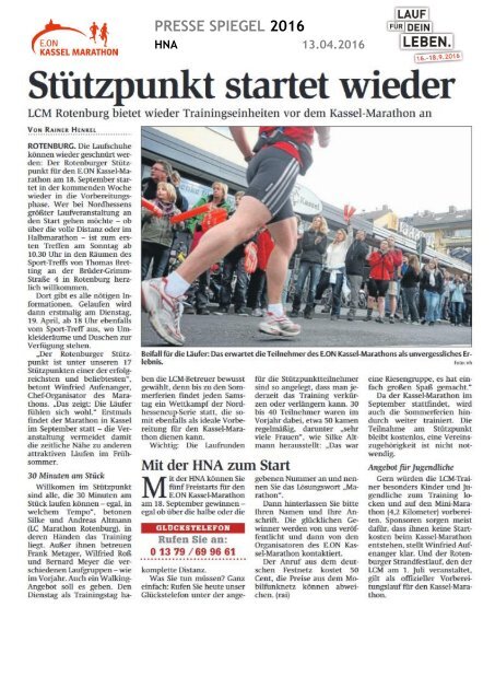 Pressespiegel E.ON Kassel Marathon 2016