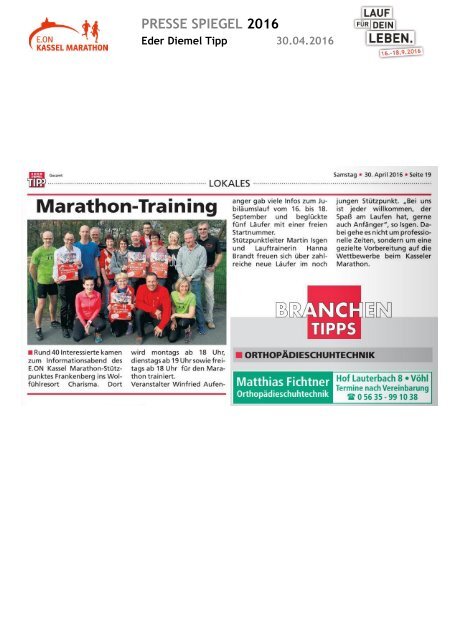 Pressespiegel E.ON Kassel Marathon 2016