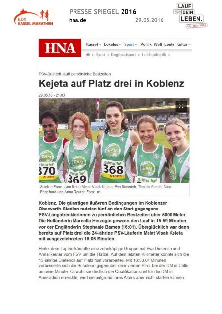 Pressespiegel E.ON Kassel Marathon 2016