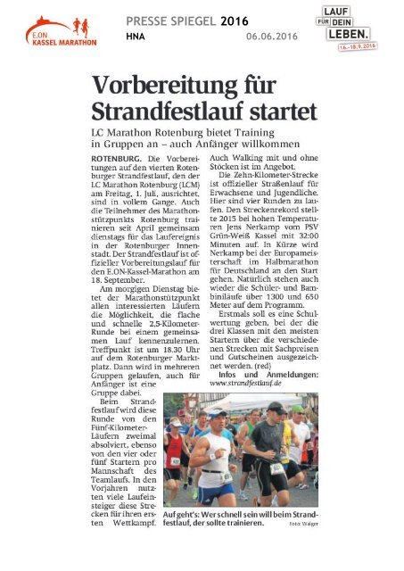 Pressespiegel E.ON Kassel Marathon 2016