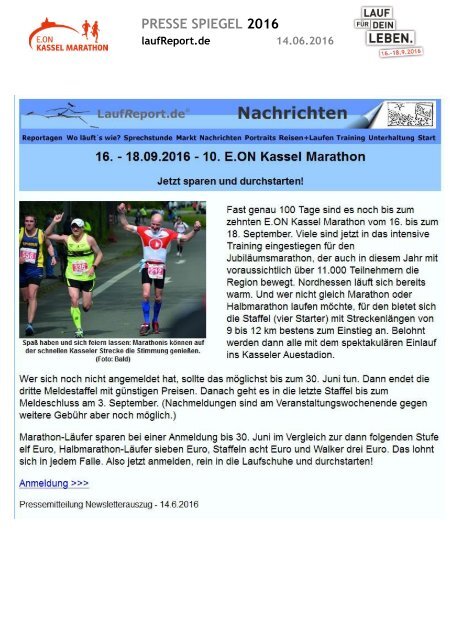 Pressespiegel E.ON Kassel Marathon 2016