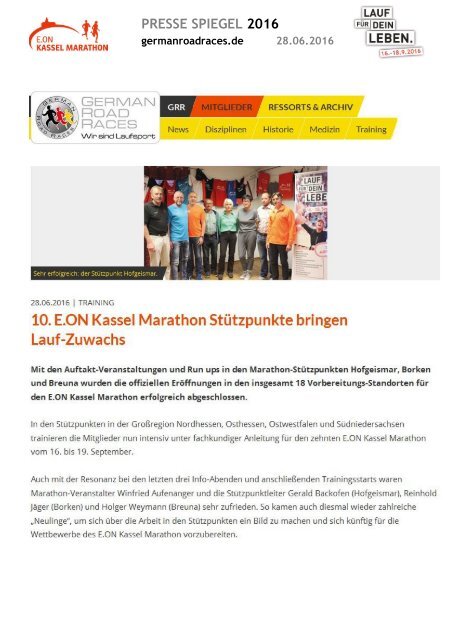 Pressespiegel E.ON Kassel Marathon 2016