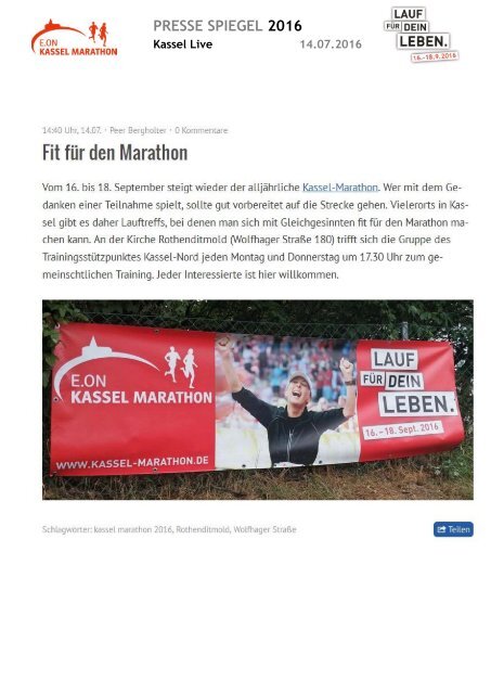 Pressespiegel E.ON Kassel Marathon 2016