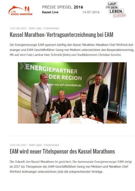 Pressespiegel E.ON Kassel Marathon 2016