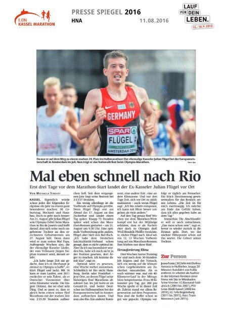 Pressespiegel E.ON Kassel Marathon 2016