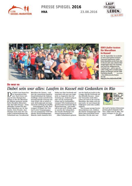 Pressespiegel E.ON Kassel Marathon 2016