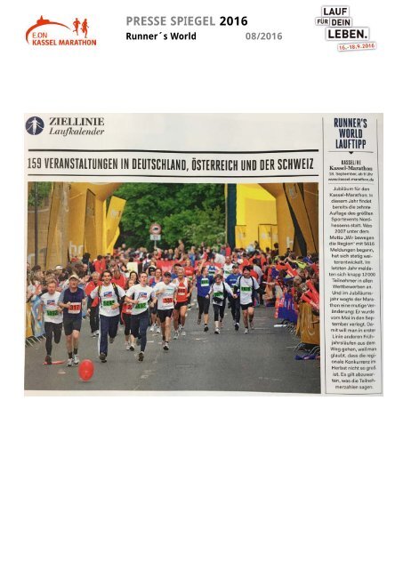 Pressespiegel E.ON Kassel Marathon 2016