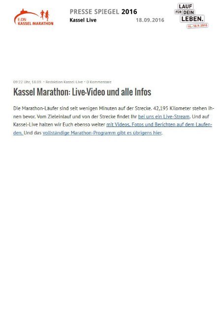 Pressespiegel E.ON Kassel Marathon 2016