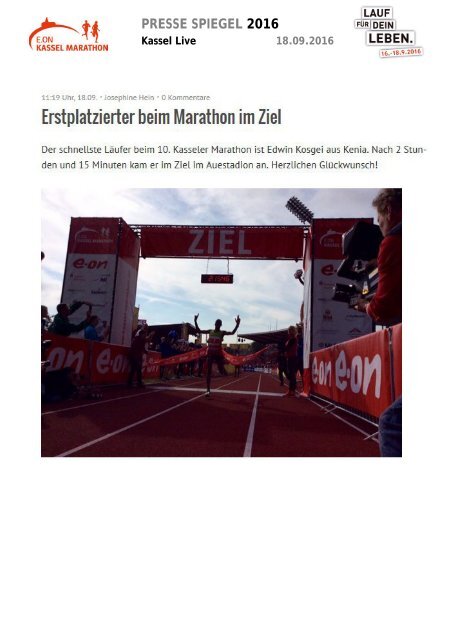 Pressespiegel E.ON Kassel Marathon 2016