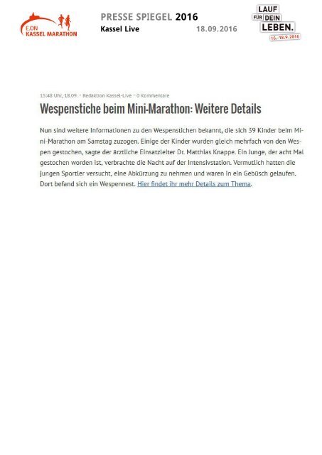 Pressespiegel E.ON Kassel Marathon 2016