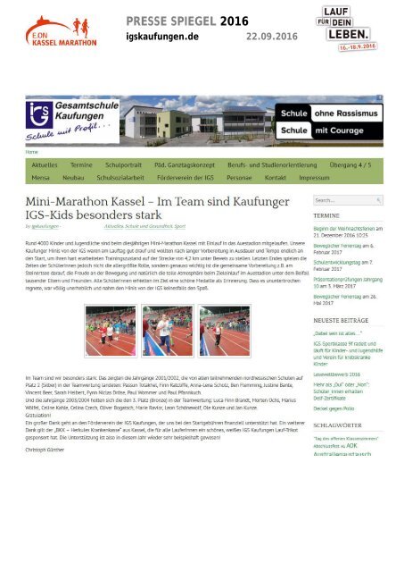 Pressespiegel E.ON Kassel Marathon 2016