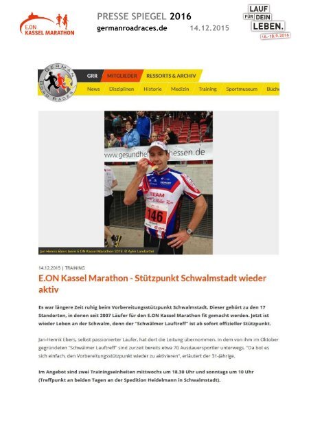 Pressespiegel E.ON Kassel Marathon 2016