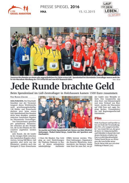 Pressespiegel E.ON Kassel Marathon 2016