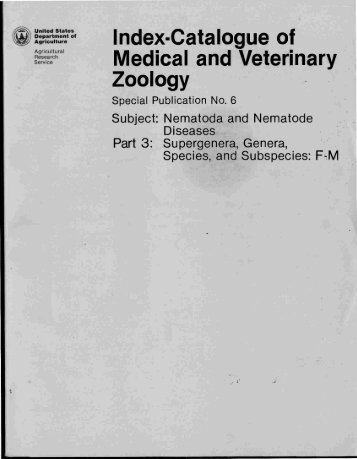 Index-Catalogue of Medical and Veterinary Zoology - Repository