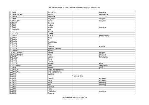 PDF: Gesamtübersicht Künstler-Archiv - Archiv Werner Kittel