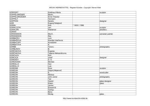 PDF: Gesamtübersicht Künstler-Archiv - Archiv Werner Kittel