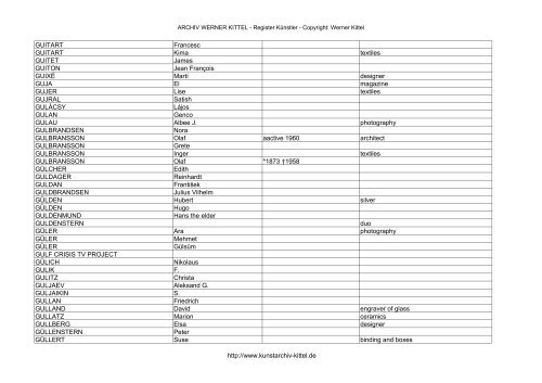 PDF: Gesamtübersicht Künstler-Archiv - Archiv Werner Kittel