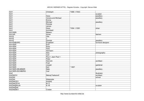 PDF: Gesamtübersicht Künstler-Archiv - Archiv Werner Kittel