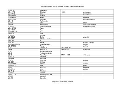 PDF: Gesamtübersicht Künstler-Archiv - Archiv Werner Kittel