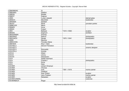 PDF: Gesamtübersicht Künstler-Archiv - Archiv Werner Kittel
