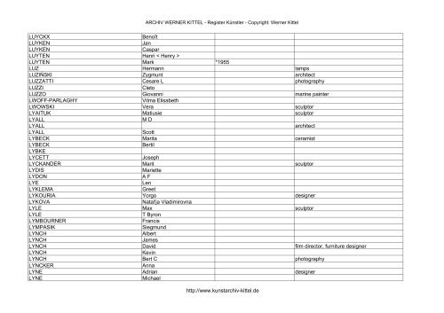 PDF: Gesamtübersicht Künstler-Archiv - Archiv Werner Kittel