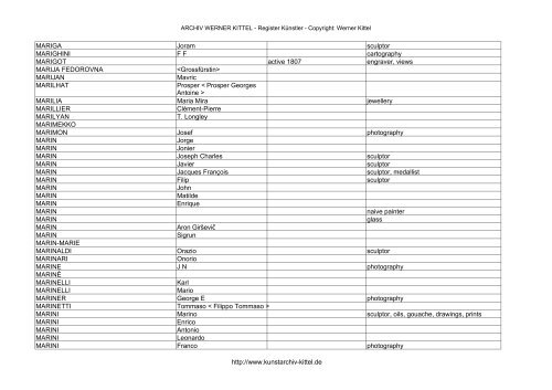 PDF: Gesamtübersicht Künstler-Archiv - Archiv Werner Kittel
