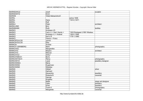 PDF: Gesamtübersicht Künstler-Archiv - Archiv Werner Kittel