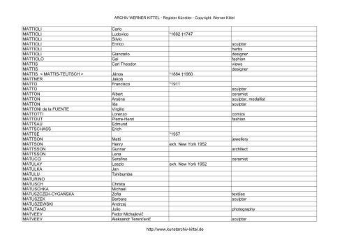 PDF: Gesamtübersicht Künstler-Archiv - Archiv Werner Kittel