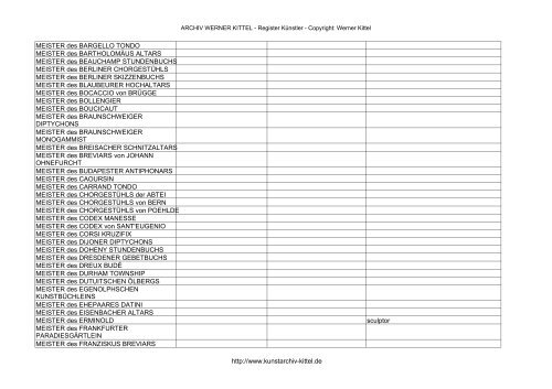 PDF: Gesamtübersicht Künstler-Archiv - Archiv Werner Kittel