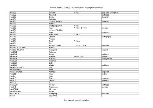 PDF: Gesamtübersicht Künstler-Archiv - Archiv Werner Kittel