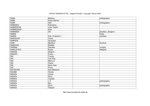 PDF: Gesamtübersicht Künstler-Archiv - Archiv Werner Kittel