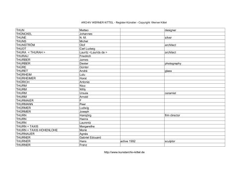 PDF: Gesamtübersicht Künstler-Archiv - Archiv Werner Kittel