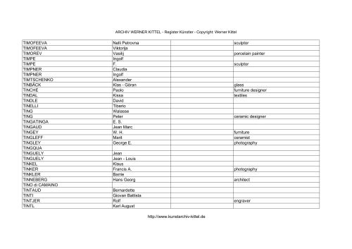 PDF: Gesamtübersicht Künstler-Archiv - Archiv Werner Kittel