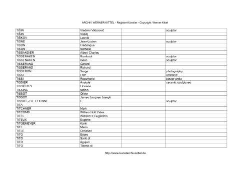 PDF: Gesamtübersicht Künstler-Archiv - Archiv Werner Kittel