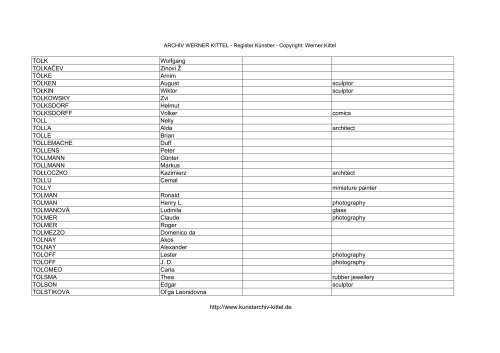 PDF: Gesamtübersicht Künstler-Archiv - Archiv Werner Kittel