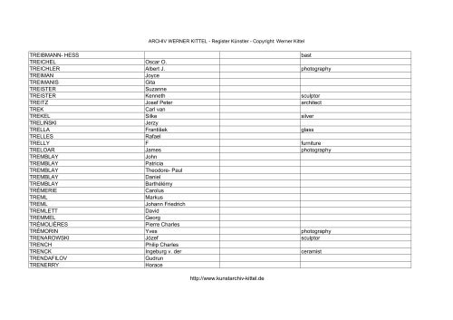 PDF: Gesamtübersicht Künstler-Archiv - Archiv Werner Kittel