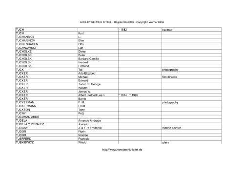PDF: Gesamtübersicht Künstler-Archiv - Archiv Werner Kittel