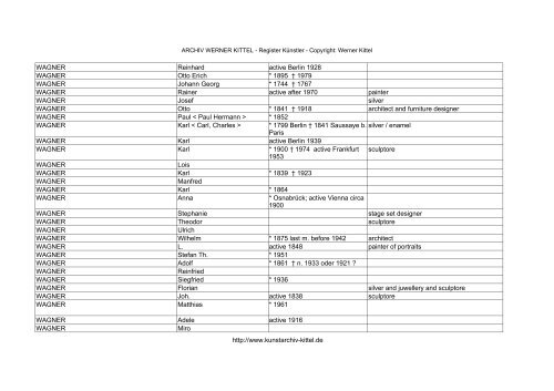 PDF: Gesamtübersicht Künstler-Archiv - Archiv Werner Kittel